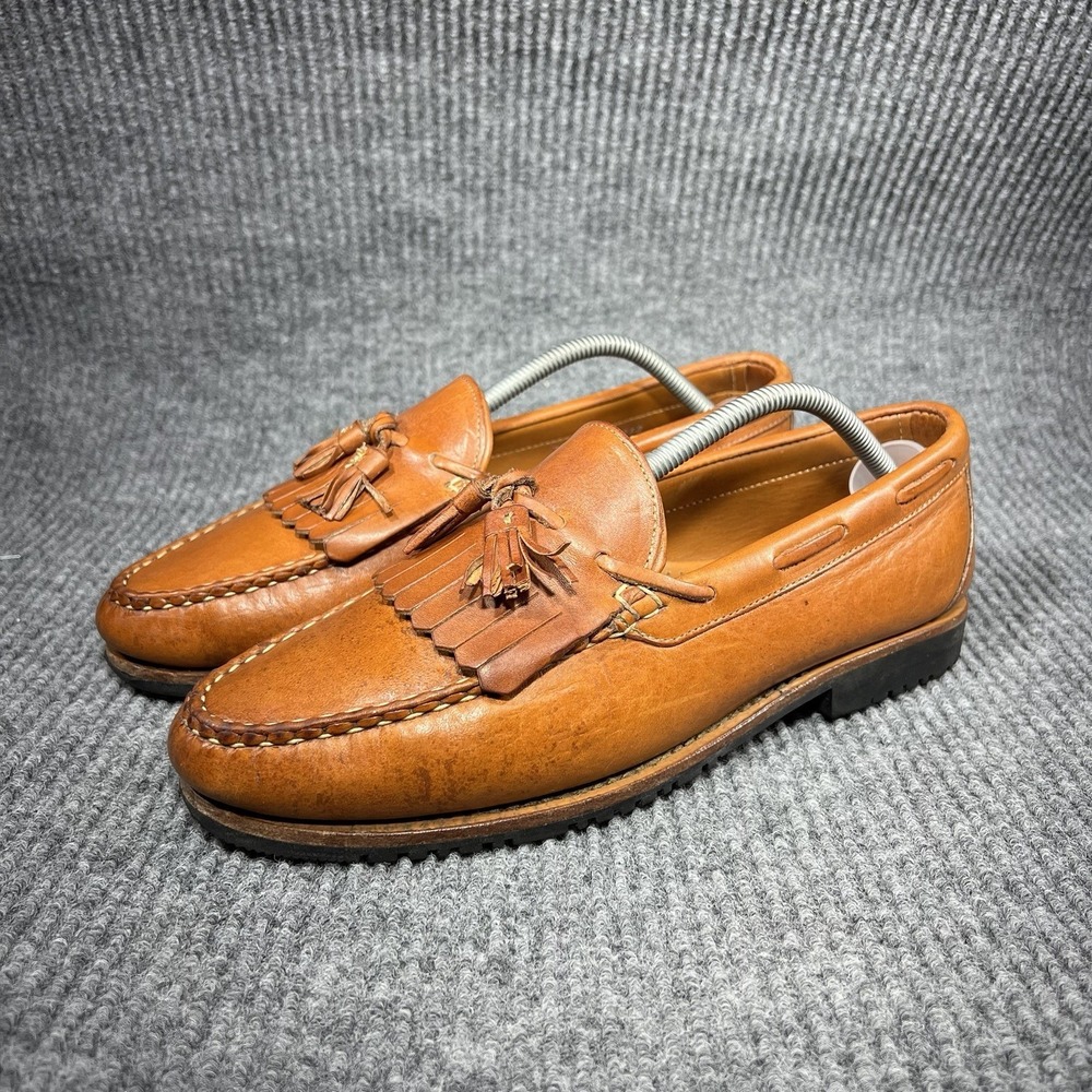 Allen Edmonds Nashua Tassel Loafers Men's Size 10.5 Almond Tan Leather 42252